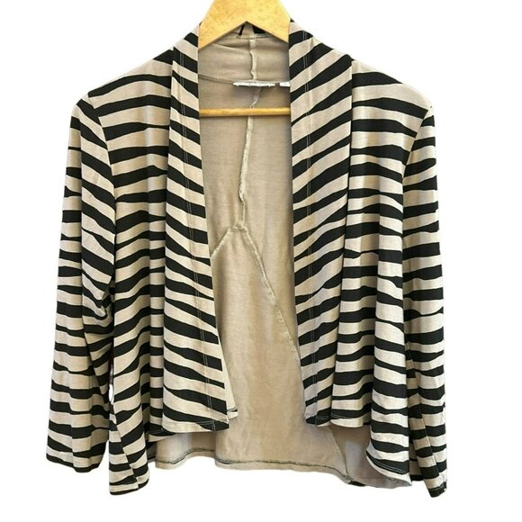 Habitat Clothes to Live In Beige Black Zebra Striped Buttonless Cardigan Small - Picture 1 of 3